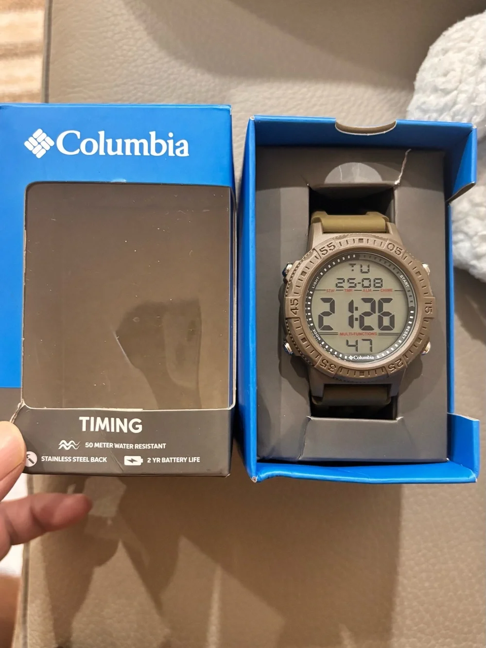 Columbia Exclusive Peak Patrol Quartz Digital Dial Olive Green Strap Men's Watch